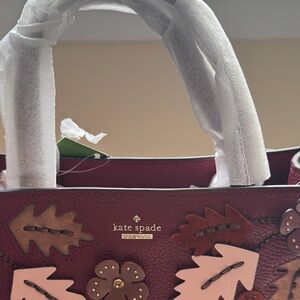 Kate Spade Maroon and Blush Floral Satchel
